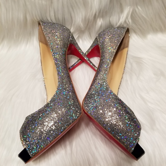 Christian Louboutin Very Prive Glitter Peep Toe - Picture 3 of 8
